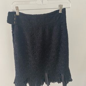 Black lace and satin skirt